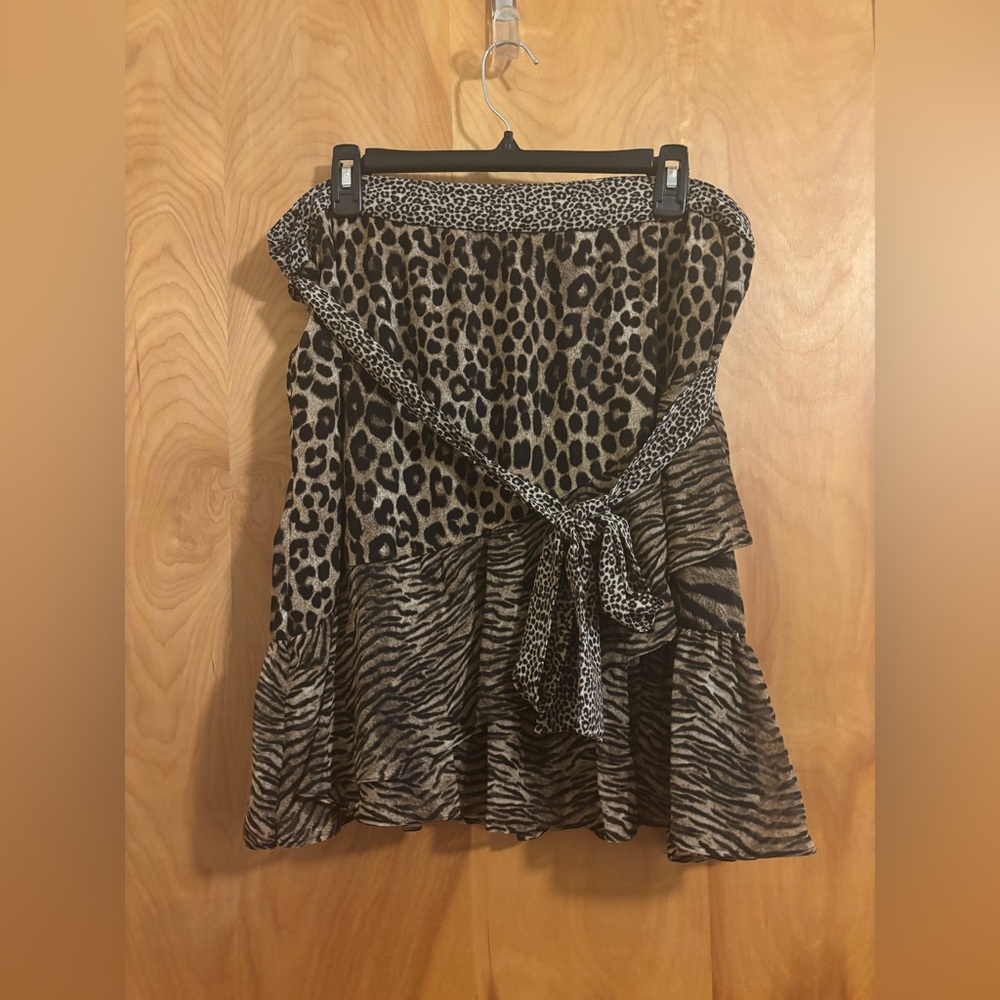 MICHAEL Michael Kors Leopard and Zebra A-Line Skirt